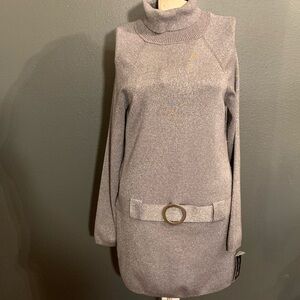 INC International Concepts Sliver Glittering Long Sleeve Sweater Dress XL